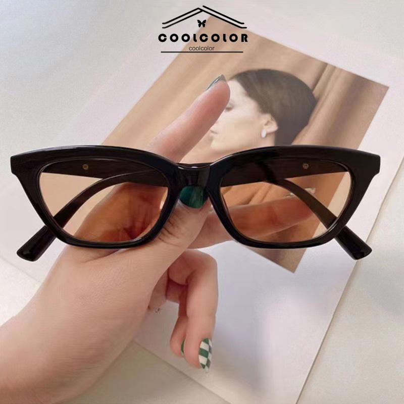 COD❤️Korean Fashion Wanita Kacamata Hitam Bulat Perempuan Bingkai Serbaguna Fashion- cl