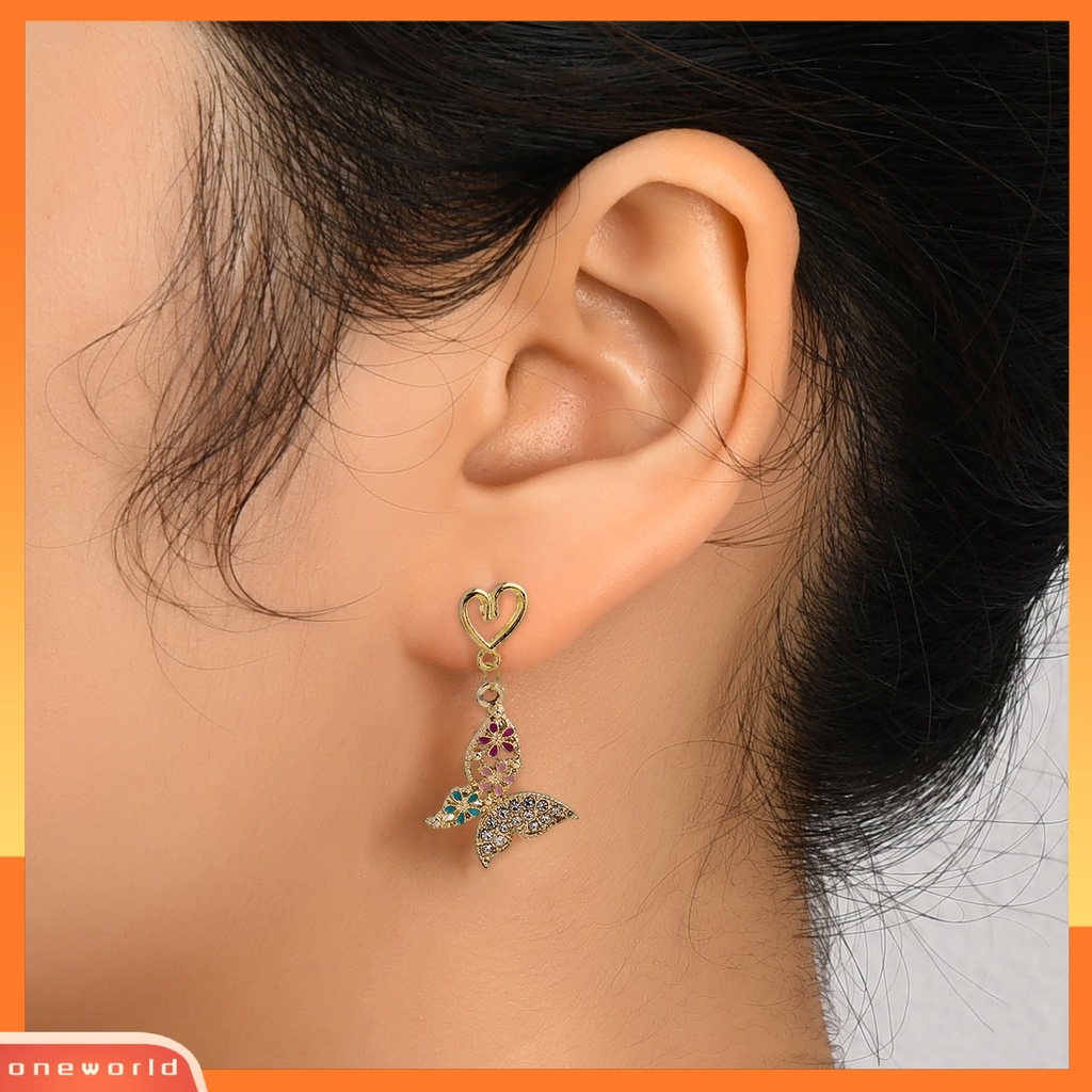 [EONE] 1pasang Anting Stud Desain Pengadilan Kerajaan Yang Indah Berkilau Tinggi Hias Pola Geometris Dress Up Aksesori Perancis Retro Kupu-Kupu Menjuntai Anting Untuk Pacaran