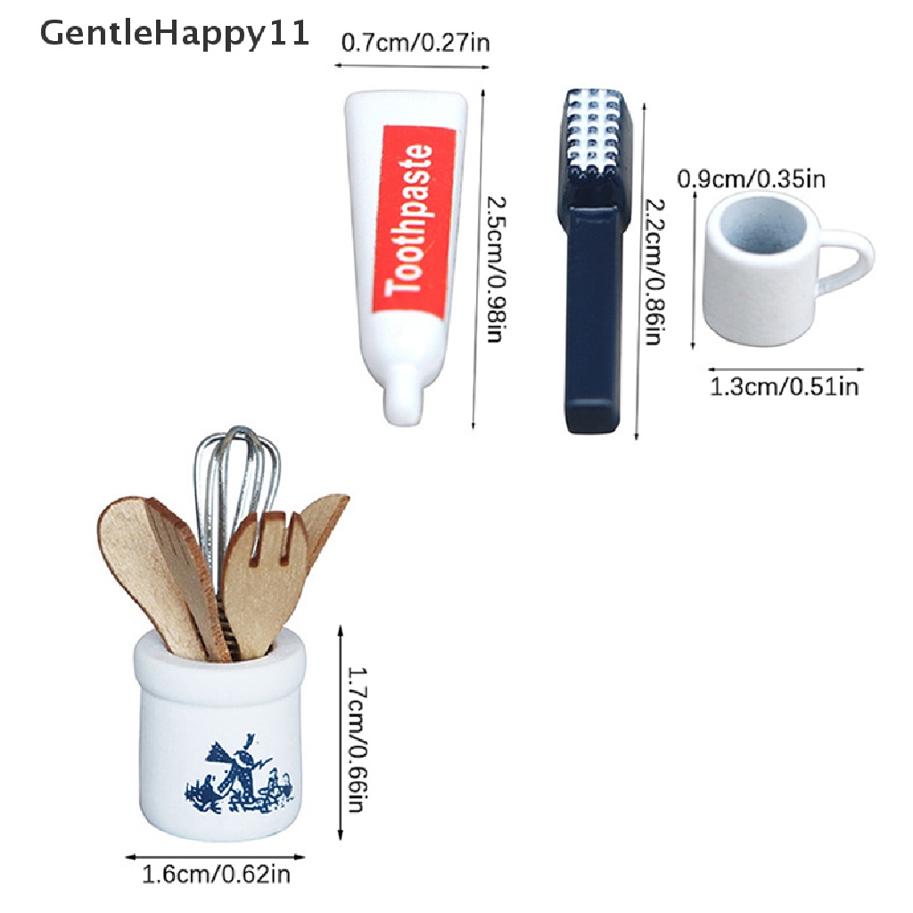 Gentlehappy 1Set 1: 12rumah Boneka Miniatur Sendok Garpu Toples Odol Sikat Gigi DIY Aksesoris id