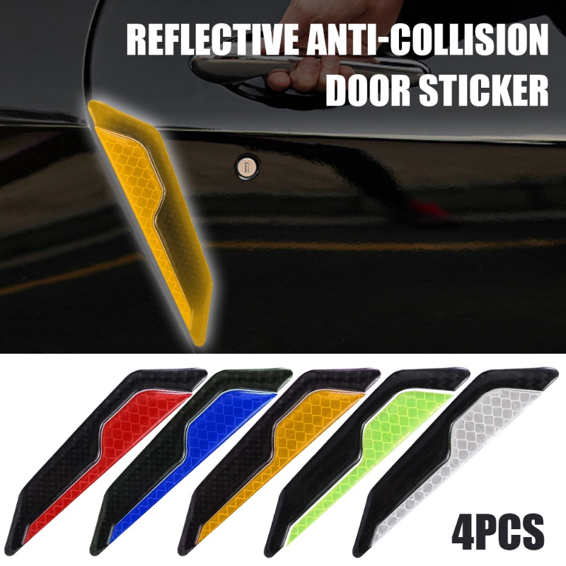 4pcs/set Kepribadian Portabel Kaca Spion Pintu Mobil Perekat Diri Anti-Tabrakan Stiker/DIY Keselamatan Malam Otomotif Reflektif Dekoratif Decal