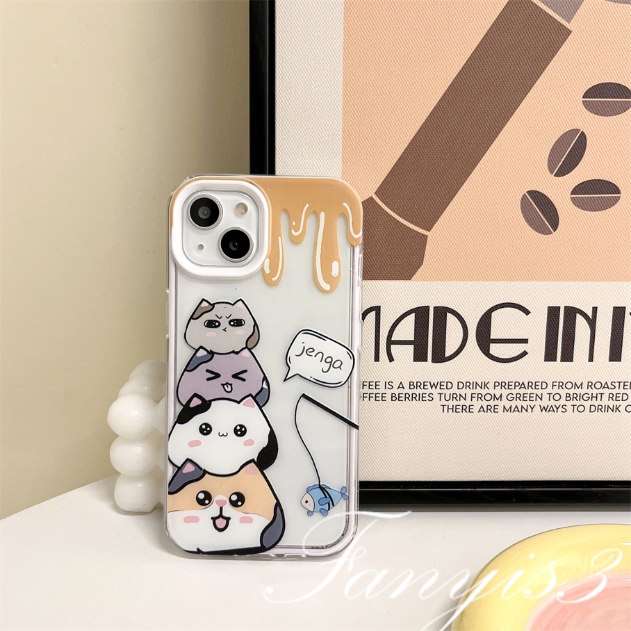 Redmi A1Plus 10C 10 10A 9 9A 9C 9T Note 11 Pro+ 11 11s 10s 10 9s 9 Pro Xiaomi Poco X3 X3NFC X3Pro 11 Lite Kucing Makan Ikan 3in1 Phone Case Soft Cover Pelindung