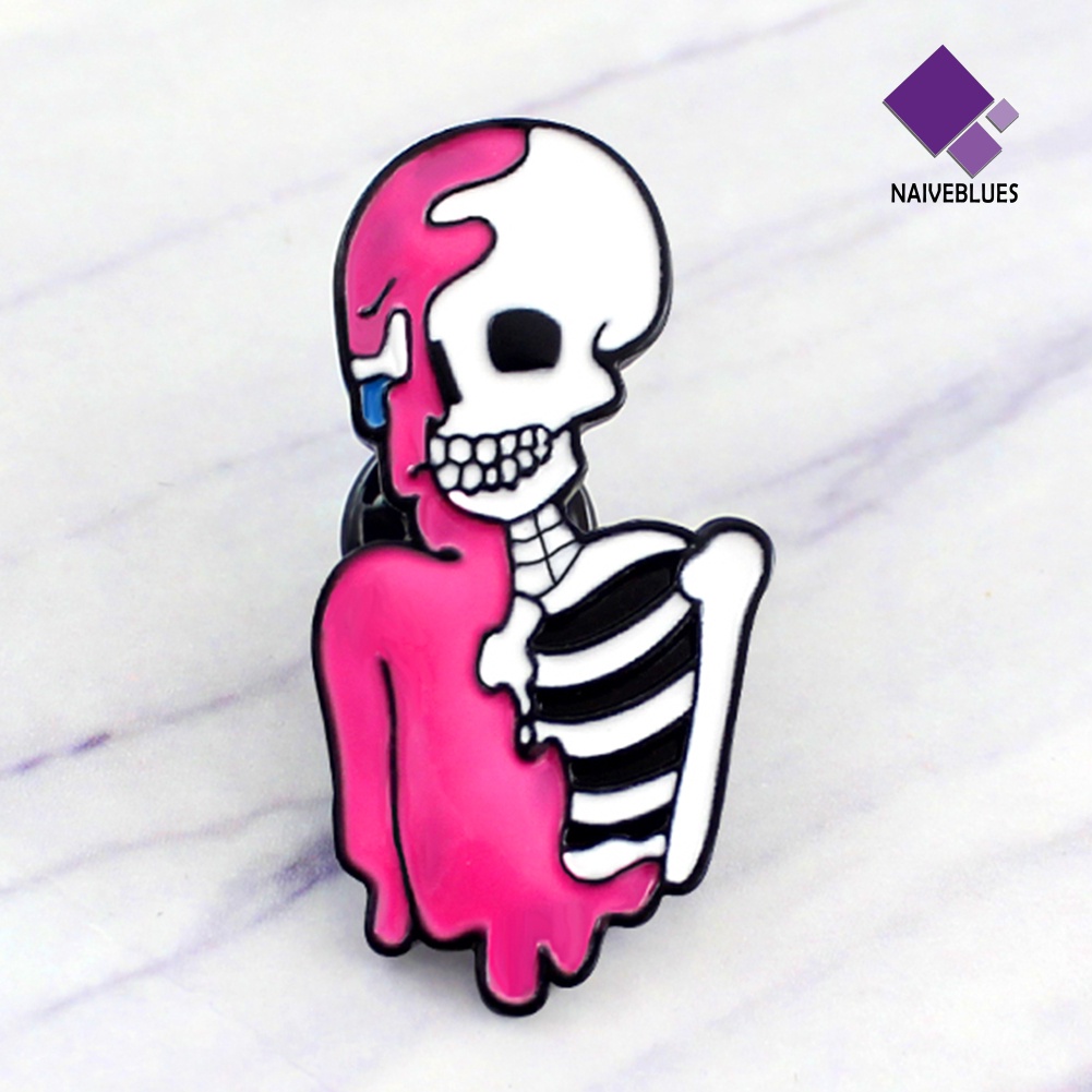 &lt; Naiveblues &gt; Keren Enamel Skeleton Kemeja Kerah Pin Kancing Bros Perhiasan Wanita