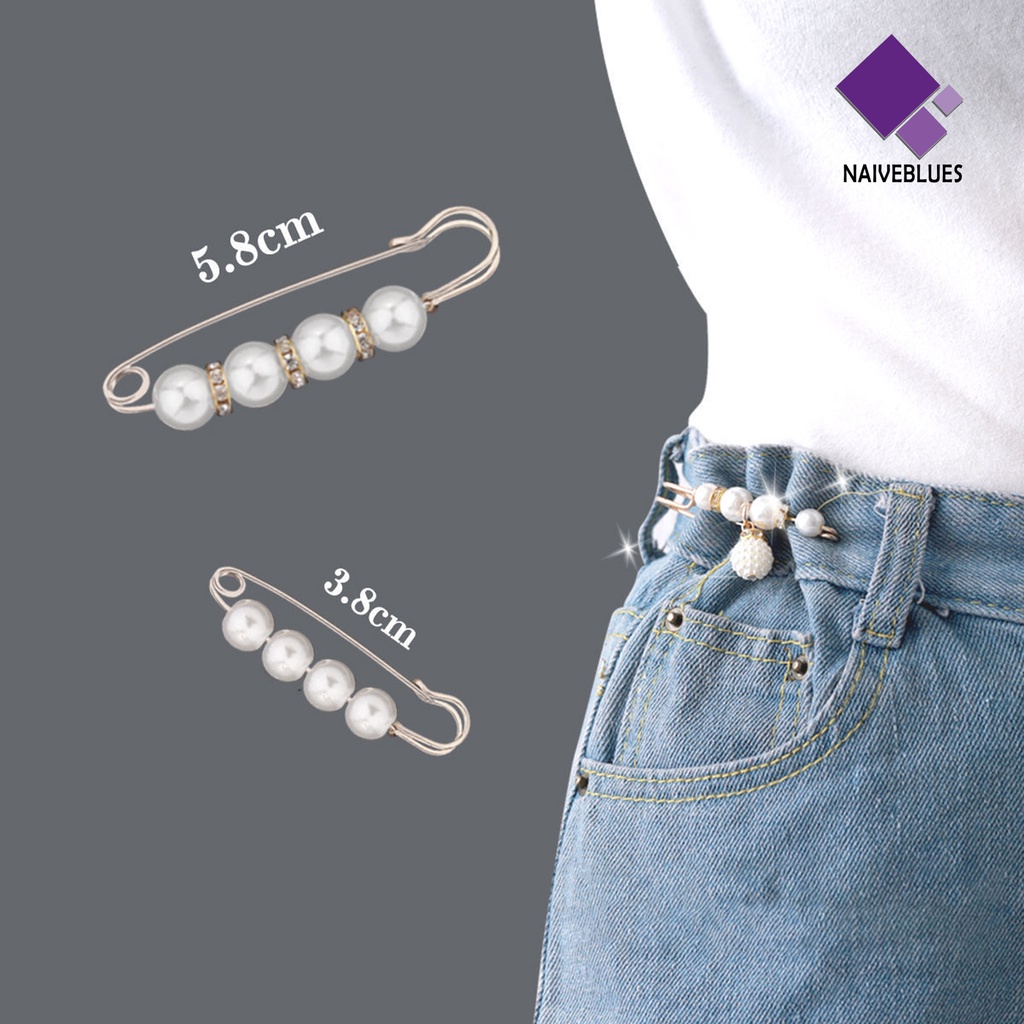 &lt; Naiveblues &gt; 8Pcs Mutiara Imitasi Pin Kerajinan Gesper Ketat Pin Elegan Bros Aksesoris Wanita Pria