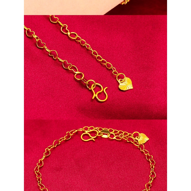 Goldkingdom Perhiasan Fashion 24K Bangkok Aksesoris Ready Stock Gelang Love Wanita Rantai Halus Minimalis