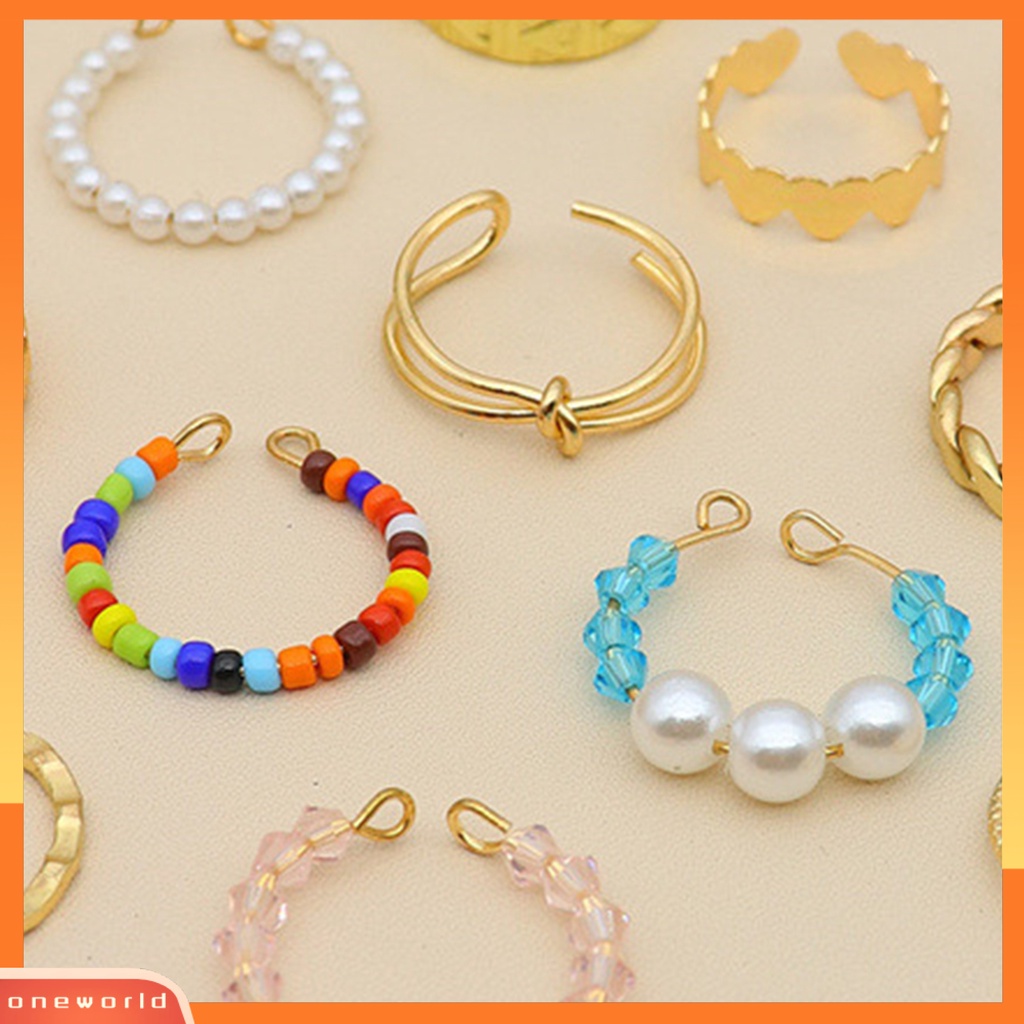 [EONE] 12pcs/set Mutiara Imitasi Multicolor Beads Knuckle Rings Bukaan Hati Simpul Wanita Knuckle Rings Perhiasan Aksesoris