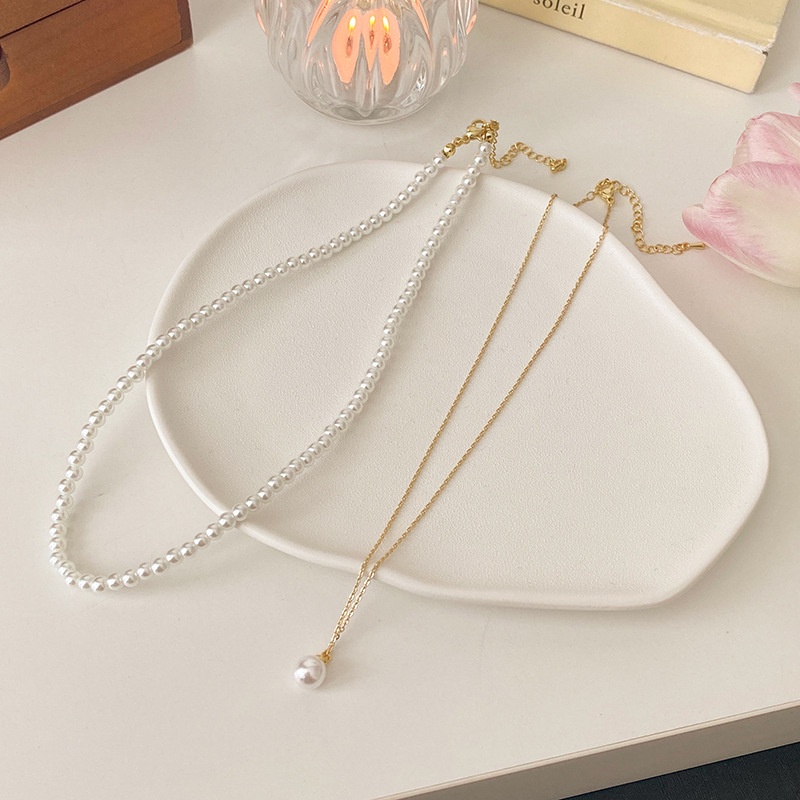 Fashion Mutiara Choker Liontin Untuk Wanita Elegan Rantai Emas Kalung Perhiasan Aksesoris