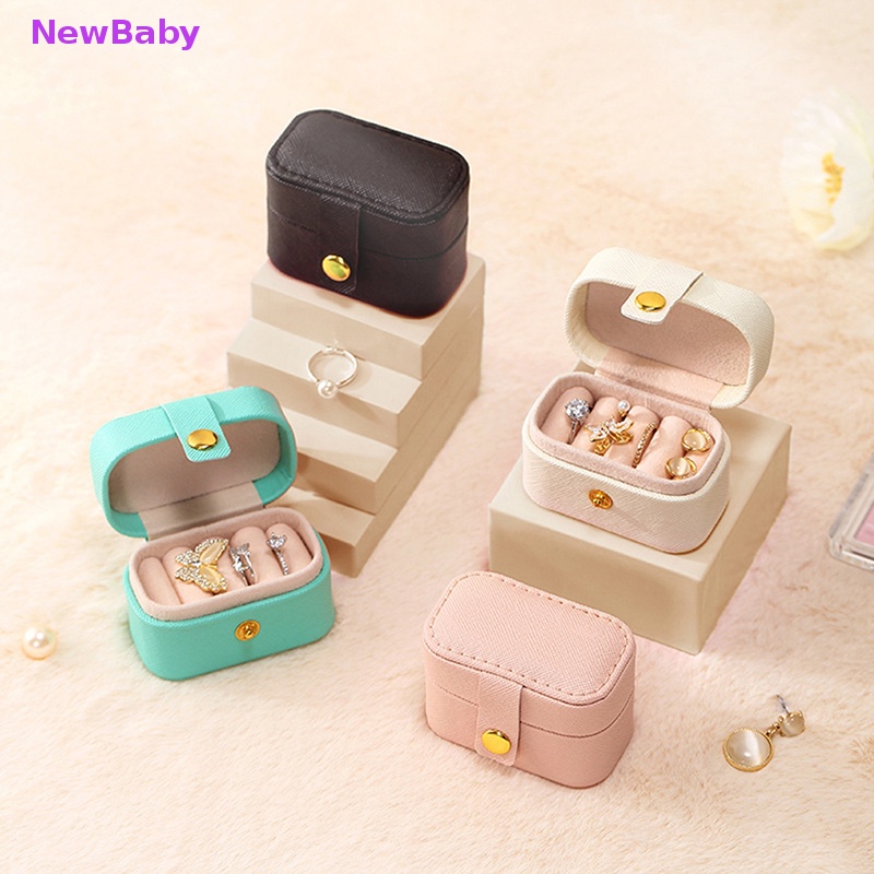 Newbaby Tempat Perhiasan Travel Kecil Portable Anting Organizer Box Tempat Penyimpanan Kulit ID