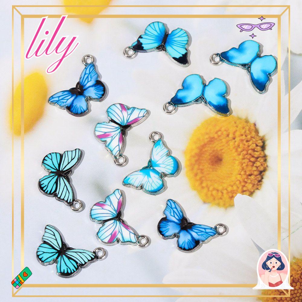 Lily 10PCS Butterfly Charms Fashion Membuat Kalung Gelang Liontin Hewan