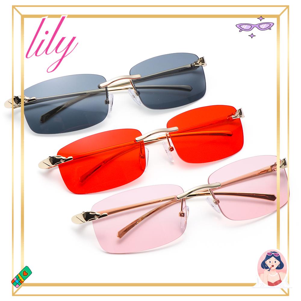 Lily Rectangle Sunglasses Vintage Metal Kacamata Matahari Cheetah Eyewear