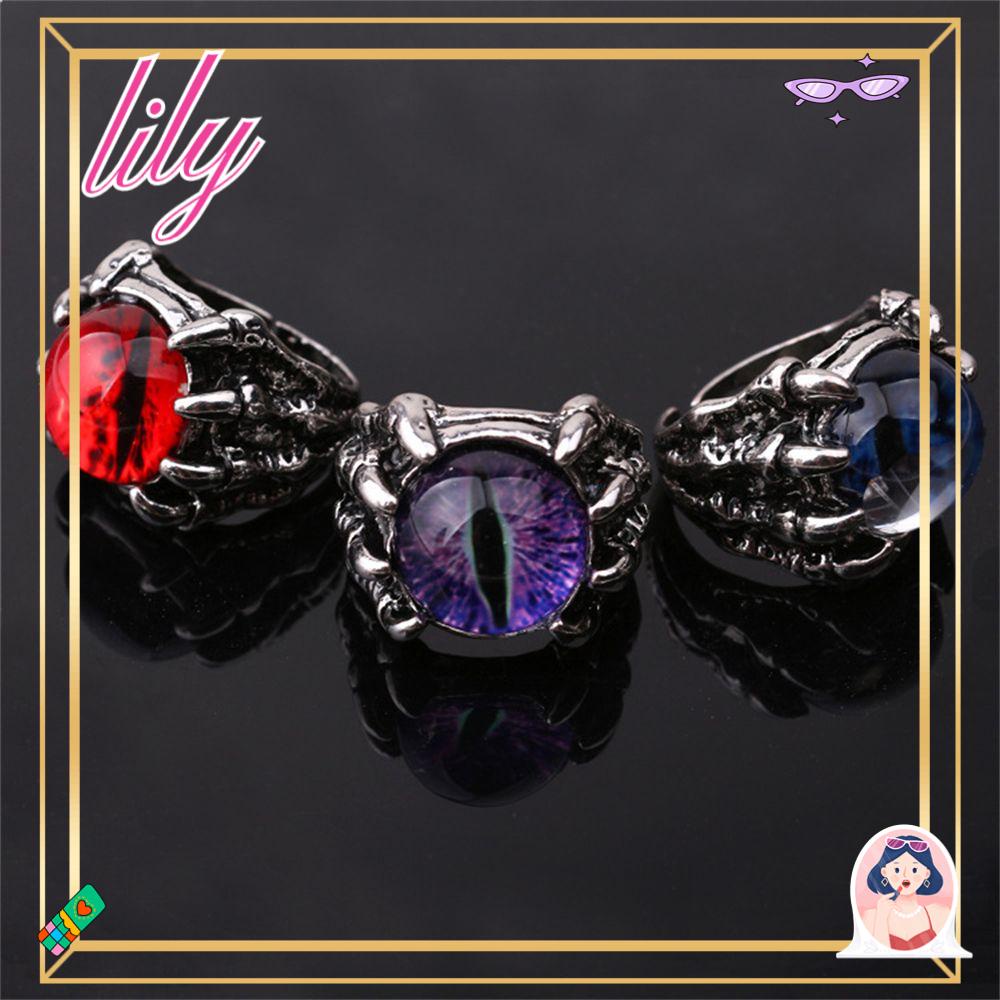 Lily Evil Eye Rings Pria Wanita Aksesoris Club Malam Biker Rock Gothic Motor Pesta