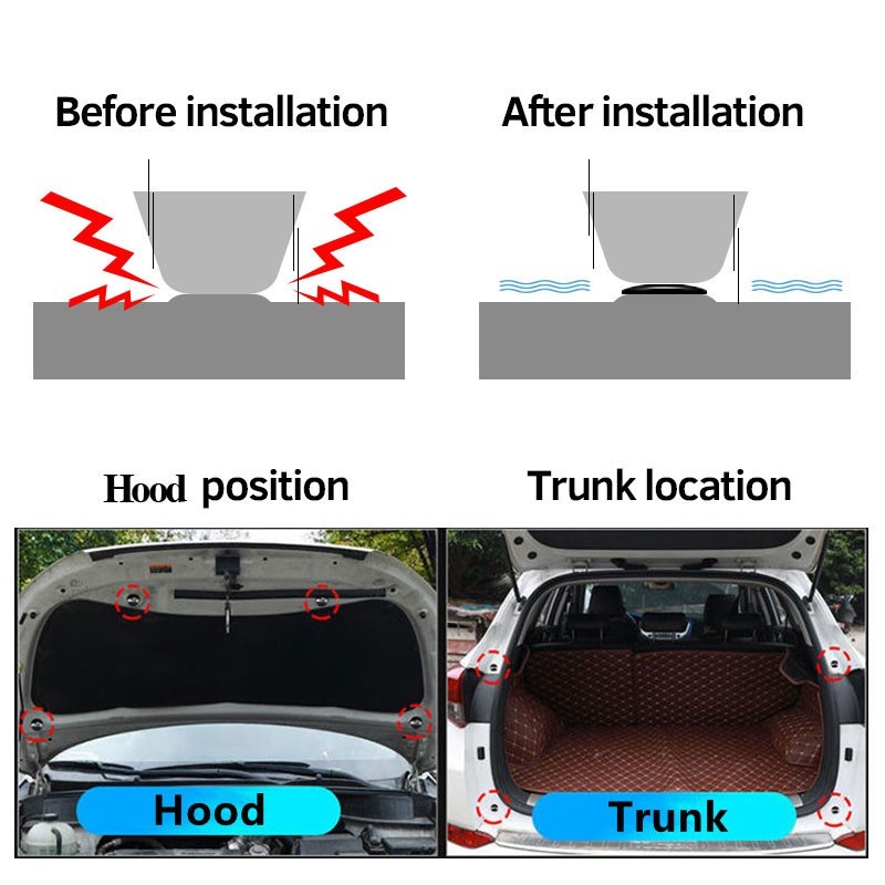 Bantalan Gasket Shock Pintu Mobil Silicone Cushion Universal Auto Tail Box Edge Set Pelindung Anti Benturan Shock Menyerap Karet Stiker