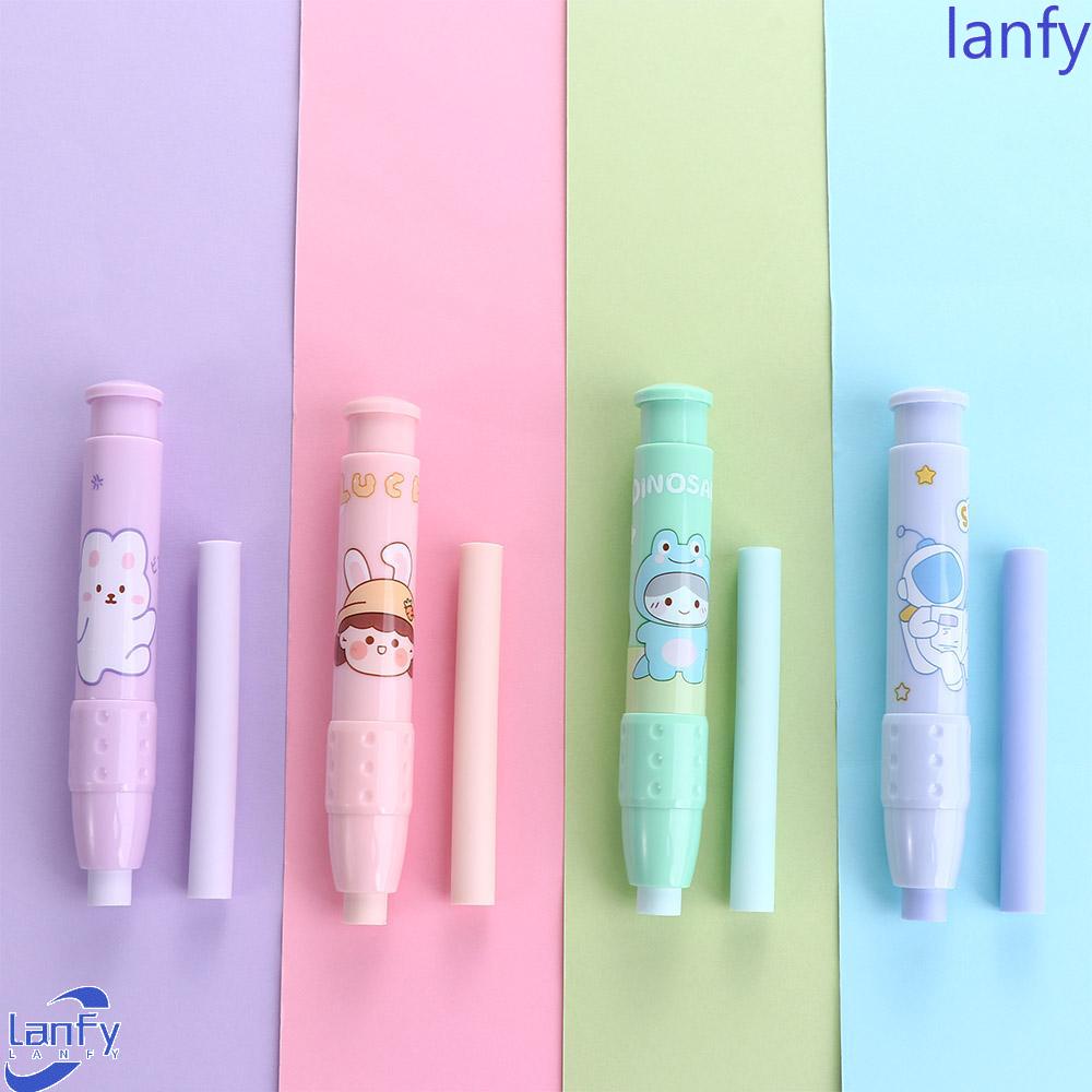 Lanfy Press Eraser 1set Kartun Alat Tulis Sekolah Kreatif Dengan Isi Ulang Koreksi Perlengkapan Penghapus