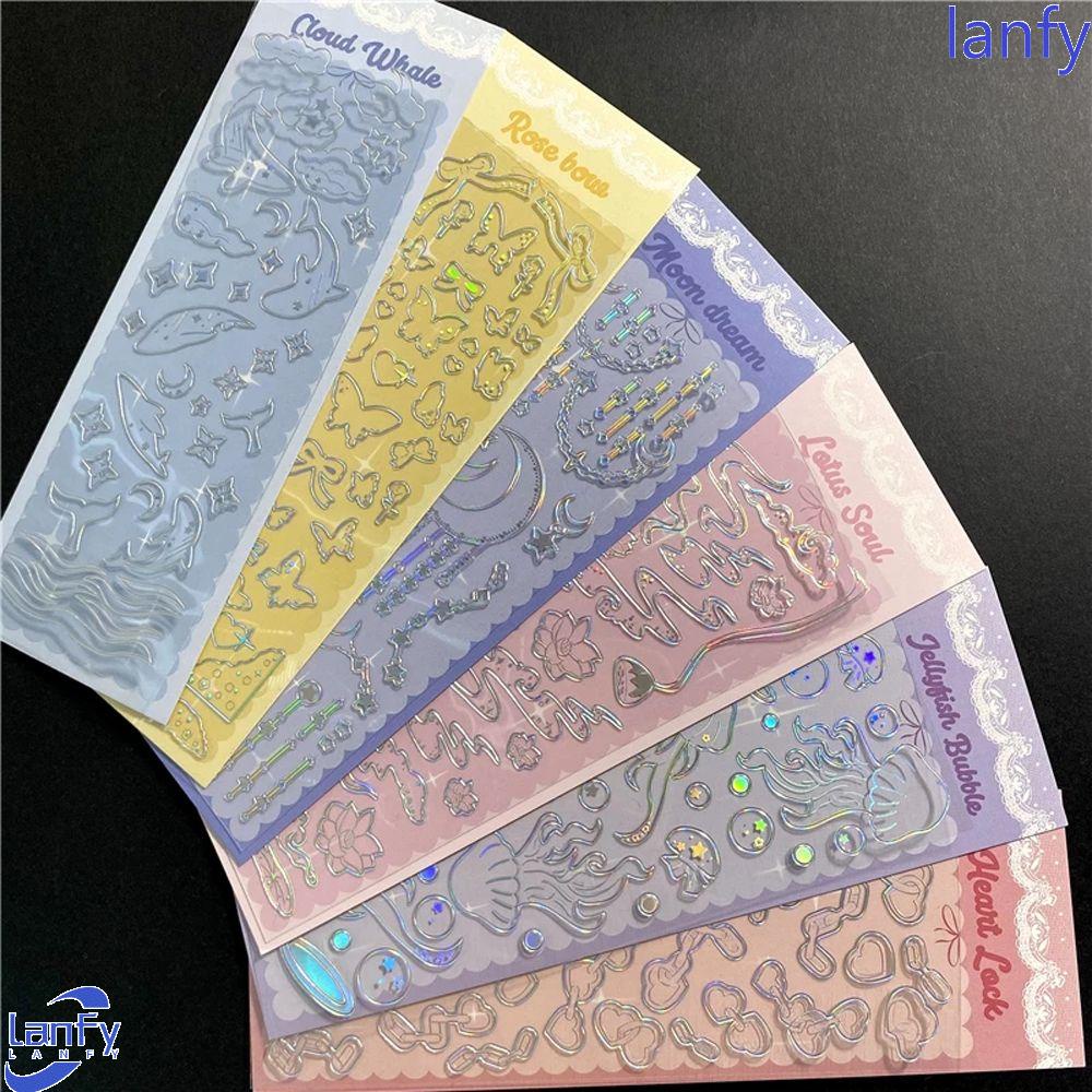 LANFY Kawaii Material Sticker Art Supplies Bronzing Sticker Laser Sticker Handbook Decorative Creative DIY Material Ins Style Collage Decorative Sticker Butterfly