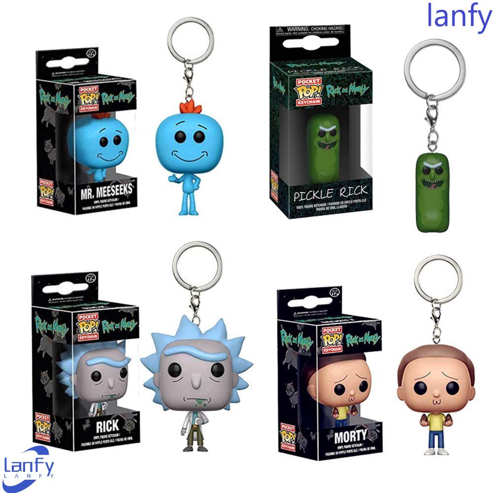 Lanfy Rick And Morty Collection Halloween 5cm Morty Anime Mainan Action Figure Liontin Perhiasan Gantungan Kunci