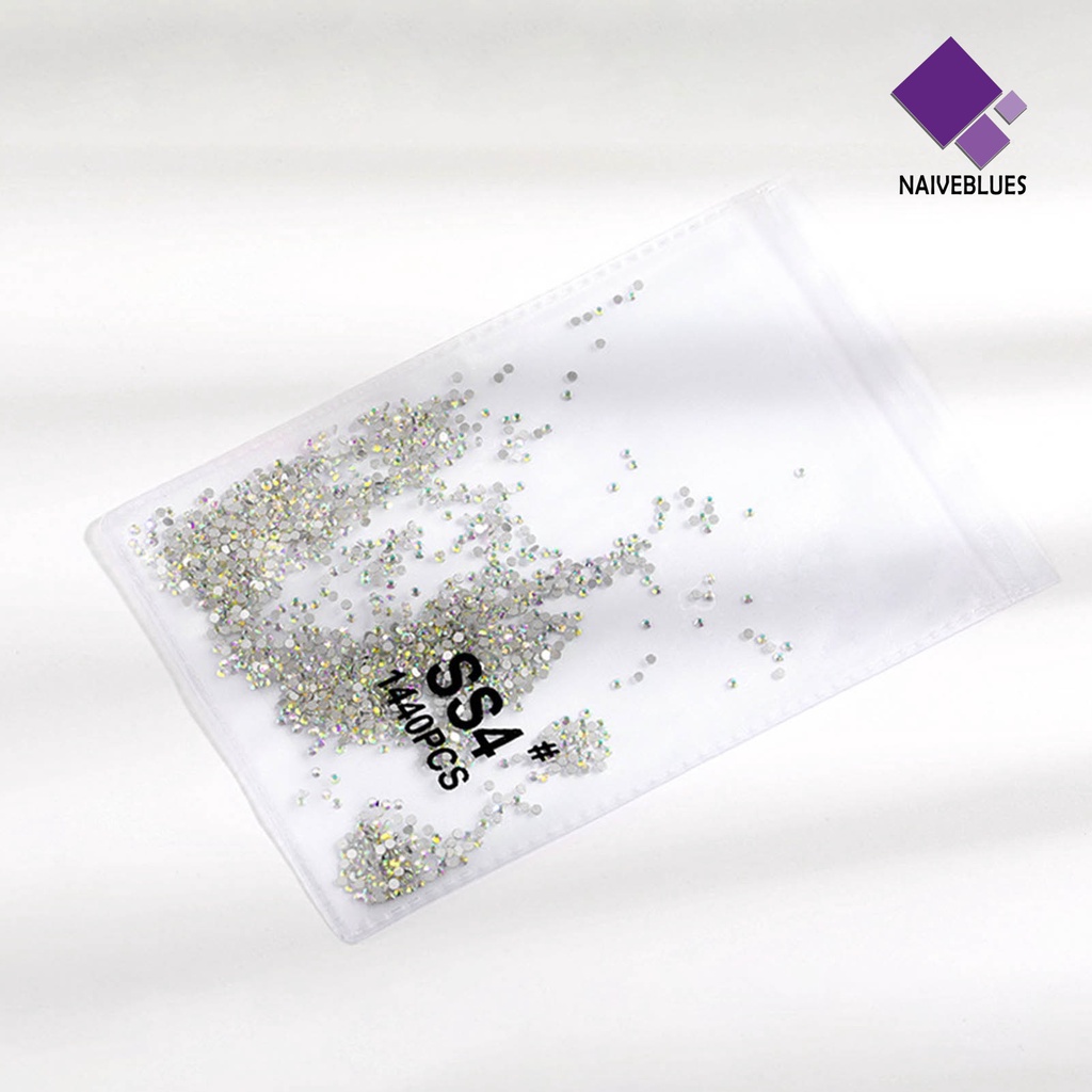 [naiveblues] 1440pcs Manicure Decoration DIY Mudah Di Aplikasikan Kaca Transparan Flat Bottom Untuk Telepon