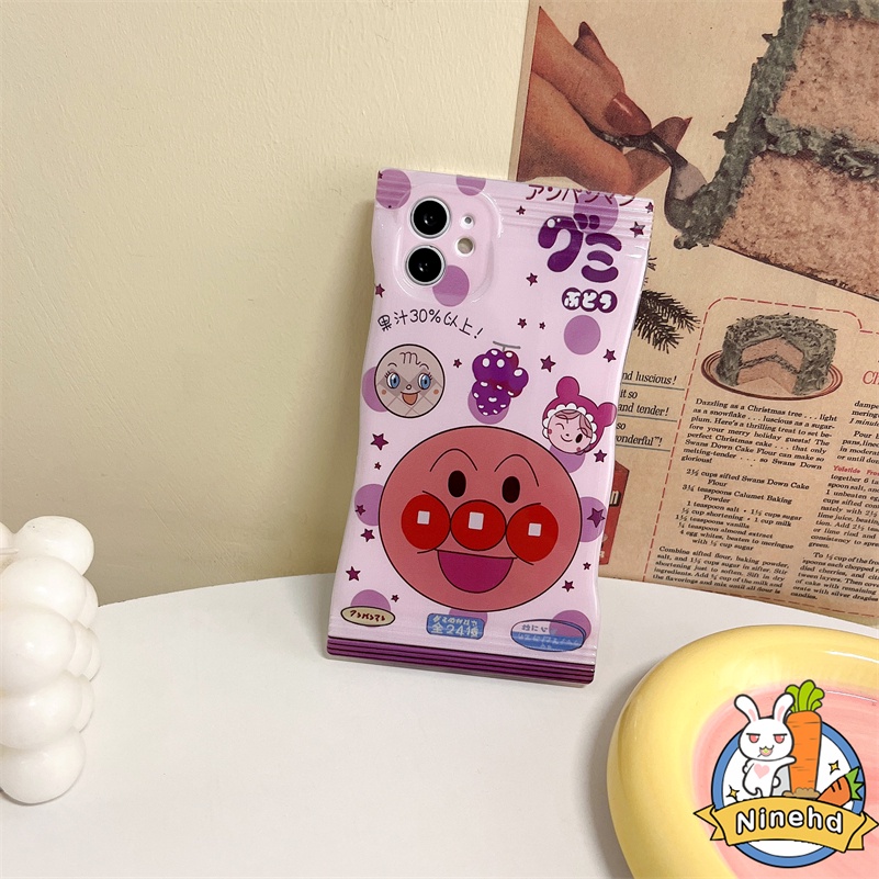 IPHONE Casing Kompatibel Untuk Iphone14 13 12 11 Pro Max X Xr Xs Max8 7 6 6s Plus SE 2020 Roti Lucu Superman Rasa Anggur Gaya Casing Ponsel Bemper Kubus Lurus Lembut Cover Pelindung Lensa