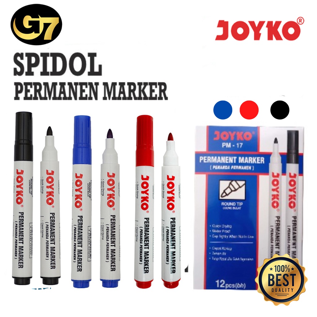 

Spidol Permanent Joyko Sepidol Permanent Marker Quick Dry Round Tip Tahan Air Anti Luntur Murah Original