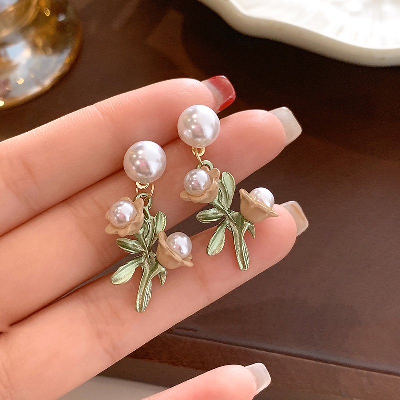 Anting Temperamen Bunga Mutiara Gaya Baru Jepang Korea Anting Fashion Unik Sederhana