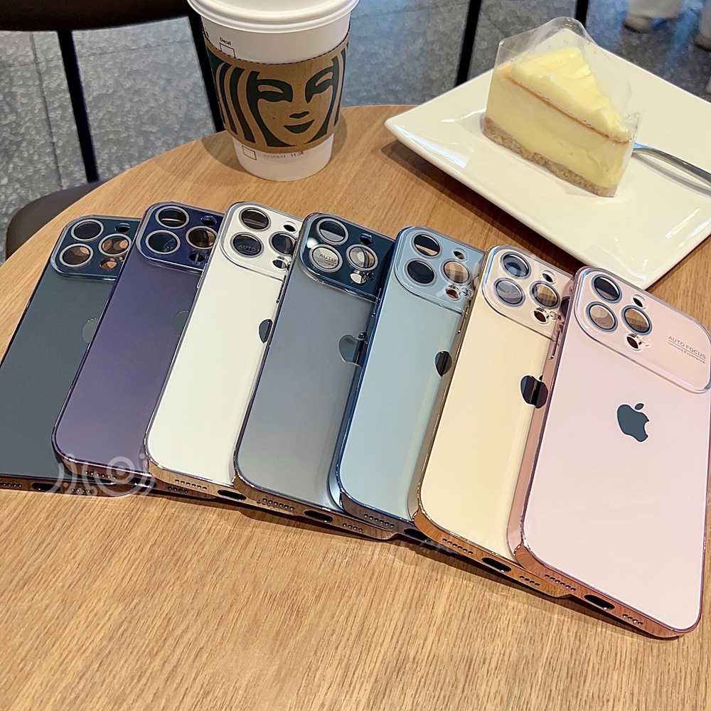 IPHONE Casing Ponsel Kaca Tempered AG Frosted Mewah Untuk Iphone13 14 Pro Max11 12 Pro Max Casing Iphone14 Plus Pelindung Kamera Matte Back Cover