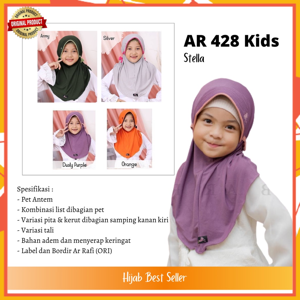 Hijab Anak Instan Terbaru Kekinian Premium Hijab Arrafi Kids Lucu AR 428 Anak Imut Cantik