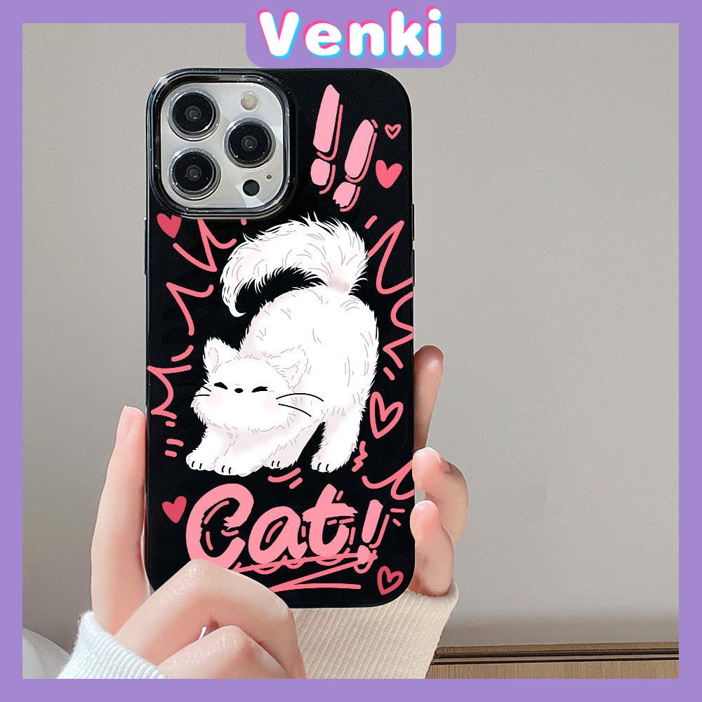 VENKI - For iPhone 11 iPhone Case Black Glossy TPU Soft Case Shockproof Protection Camera Cute Cat Compatible with iPhone 14 13 Pro max 12 Pro Max 11 xr xs max 7Plus 8Plus