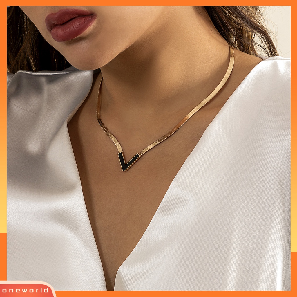 [EONE] Kalung Rantai Klavikula V-shaped Elegan Indah Dekoratif Tahan Aus Desain Geometris Lady Necklace Fashion Jewelry