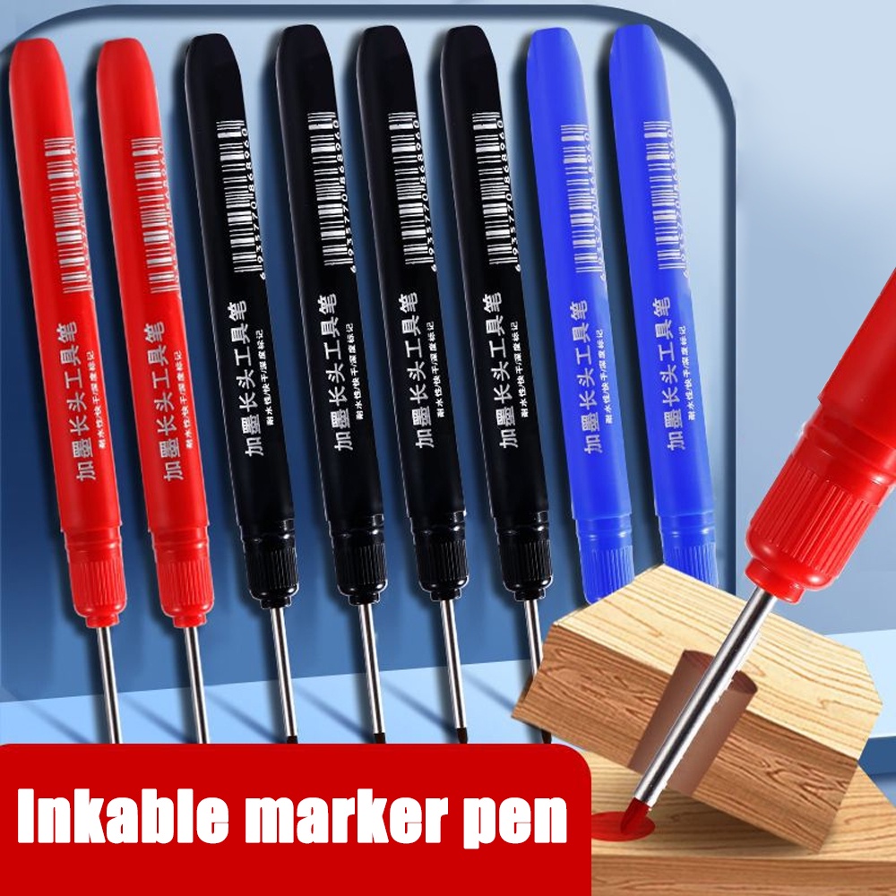 33mm Dengan Tinta Long Head Deep Hole Marker Pen/Ubin Lantai Keramik Ubin Berminyak Penanda Pemanjang Tahan Air/Dekorasi Woodworking Multifungsi Alat Tulis Cepat Kering