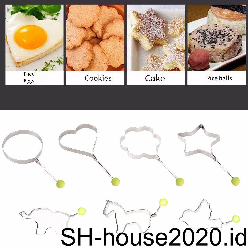 Rumah Cetakan Goreng Telur Stainless Steel Portabel Cetakan Cincin Pancake Reusable Washable Non-stick Cooker Molds Bulat