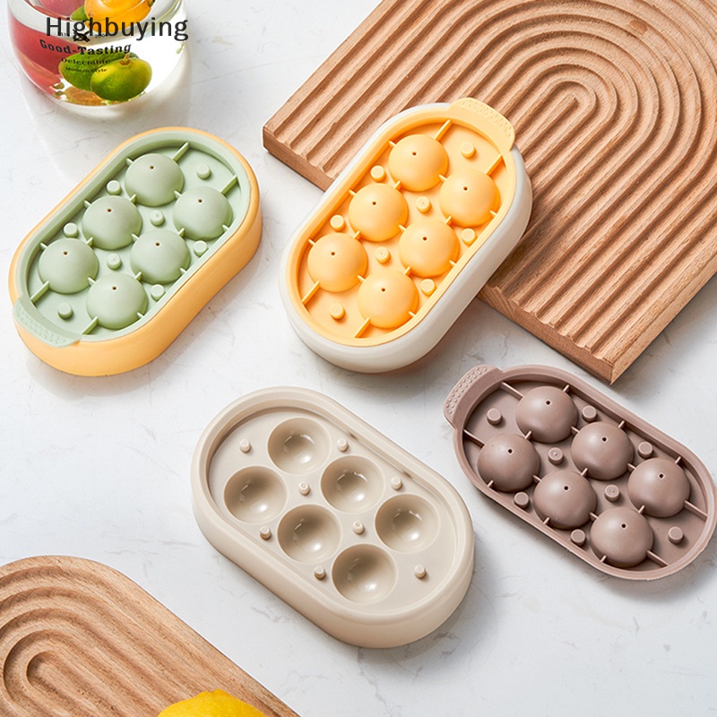 Hbid 6grid Ice Ball Maker Bulat 3D Cetakan Es DIY Bar Alat Whiskey Ball Popsicle Ice Cube Tray Kotak Aksesoris Dapur Glory