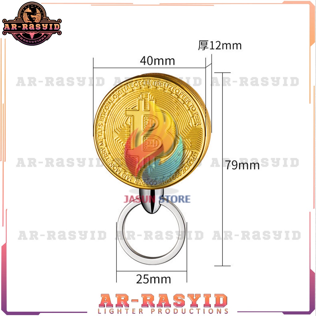 BISA COD! Korek Api Gas Gantungan Kunci Bit Gold Coin HB-902 2235 TERBARU