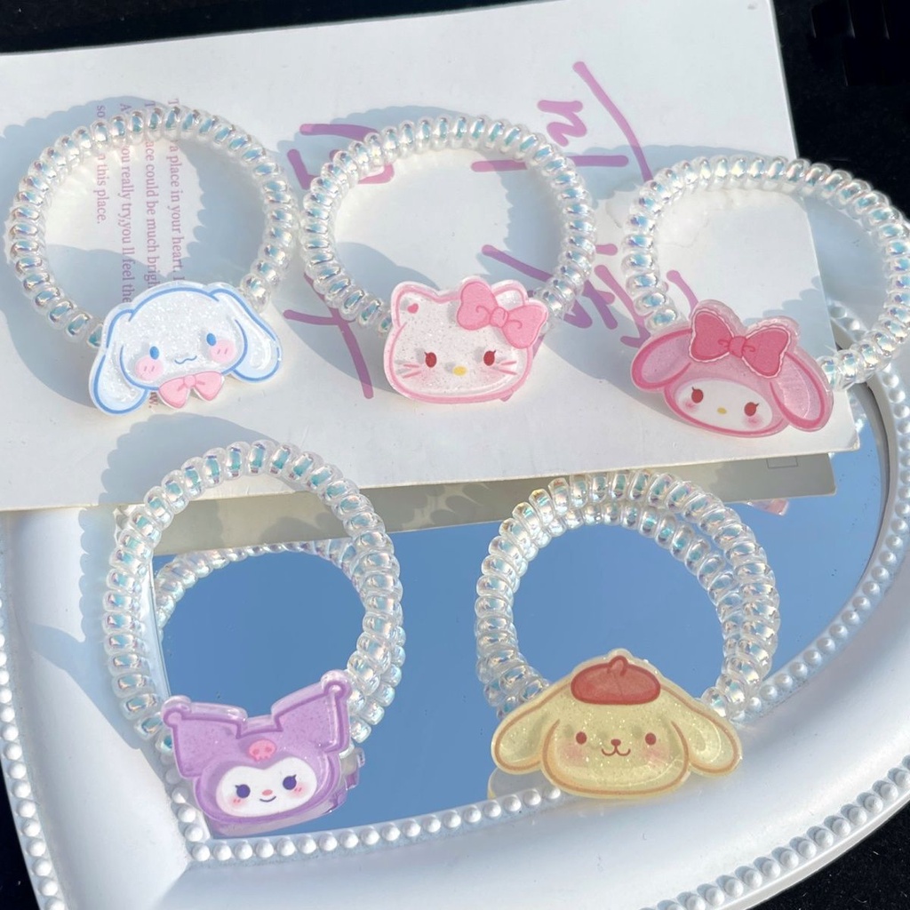 Terbaru ikat rambut sanrio kabel imut metalik / kuciran rambut cinnamoroll kuromi melody