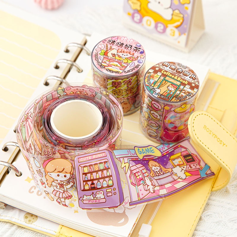 2meter * 4.5cm Bronzing Kartun Tape Stiker Dekoratif DIY Bahan Stikers