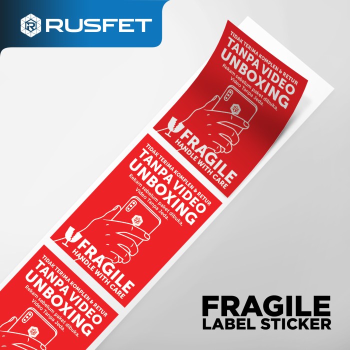 

H7Y Stiker Unboxing 7x5cm Fragile Sticker Label Video Unboxing Per Roll