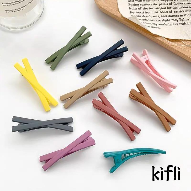 [KD] Frosted Cross Hair Clip Sweet Candy Color Side Clip Poni Klip Jepit Rambut Sederhana