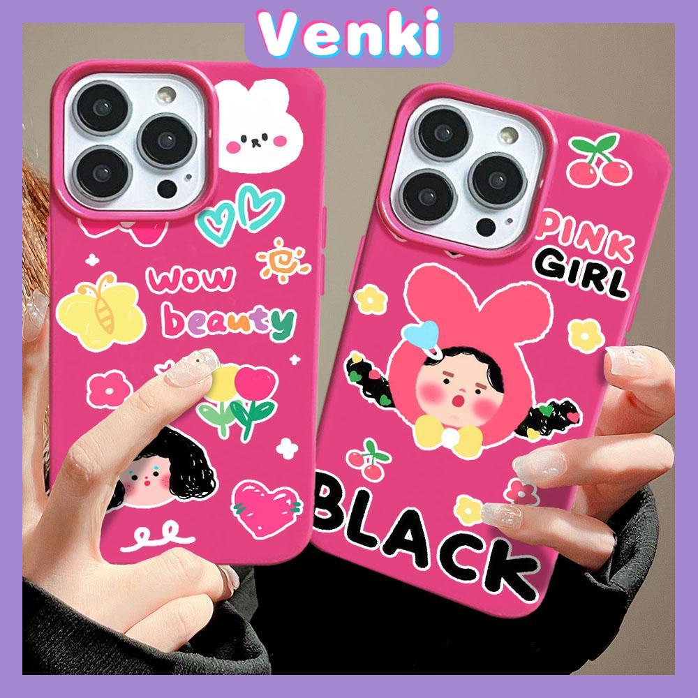 VENKI - For iPhone 11 iPhone Case Red Glossy TPU Soft Case Shockproof Protection Camera Cute Curly Hair Girl Compatible with iPhone 14 13 Pro max 12 Pro Max xr xs max 7Plus 8Plus