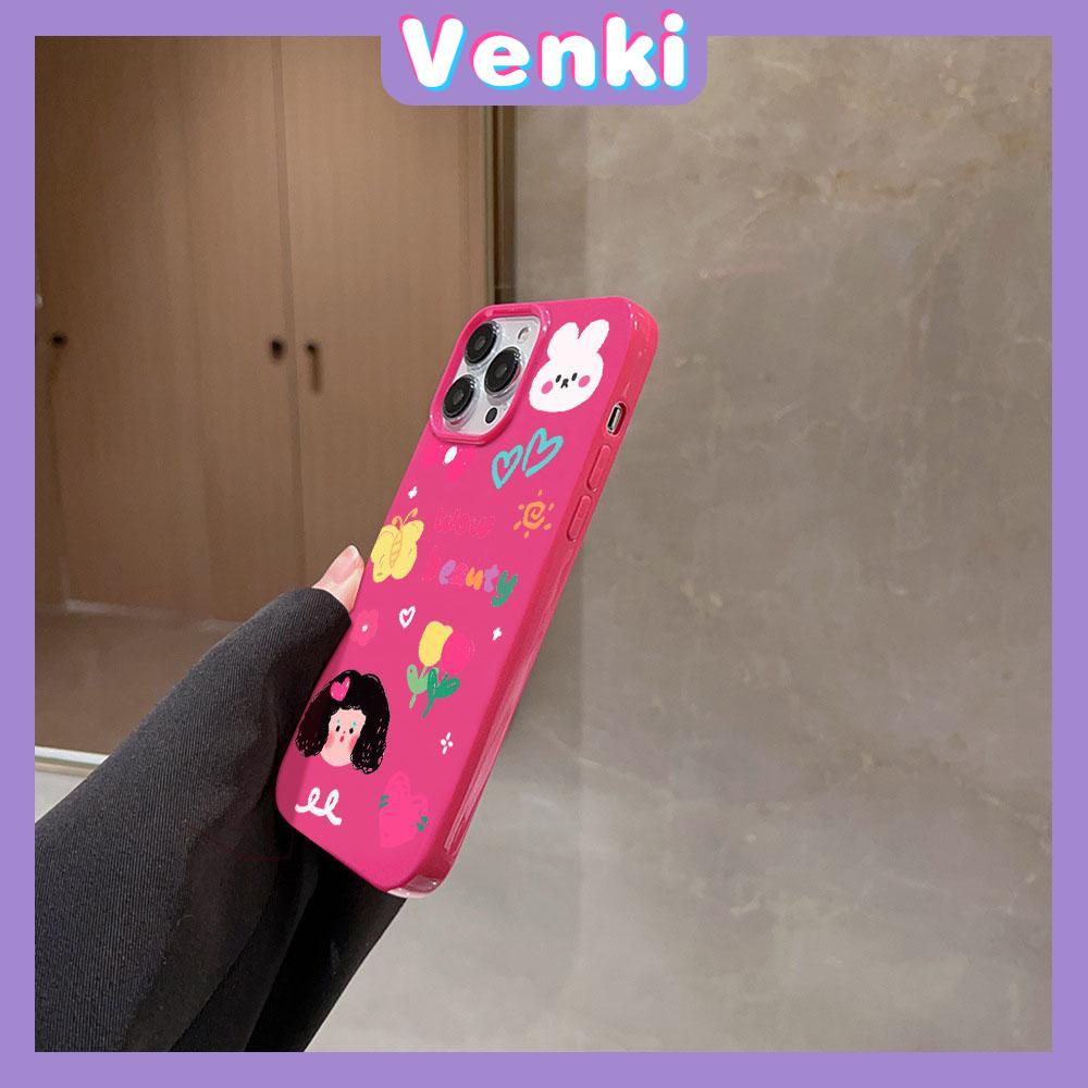 VENKI - For iPhone 11 iPhone Case Red Glossy TPU Soft Case Shockproof Protection Camera Cute Curly Hair Girl Compatible with iPhone 14 13 Pro max 12 Pro Max xr xs max 7Plus 8Plus