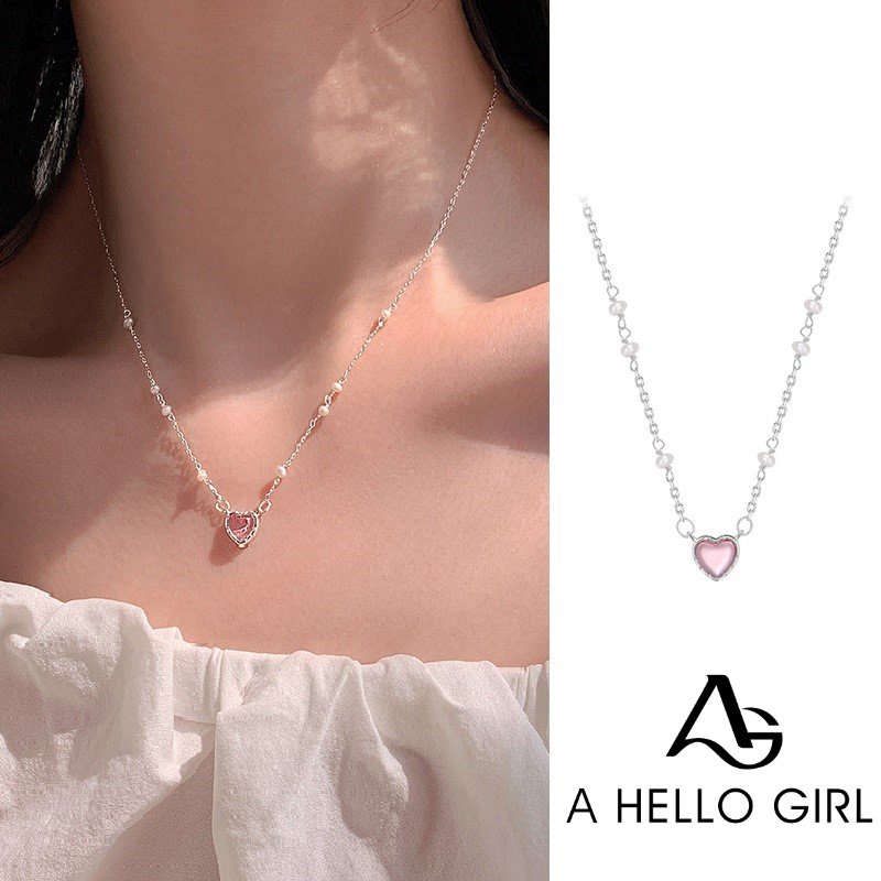 A hrllogirl Cinta Berbentuk Kalungmutiara Rumbai Rantai Wanita Ringan Dan Mewah Kalung Desain Kecil Hadiah Ulang Tahun