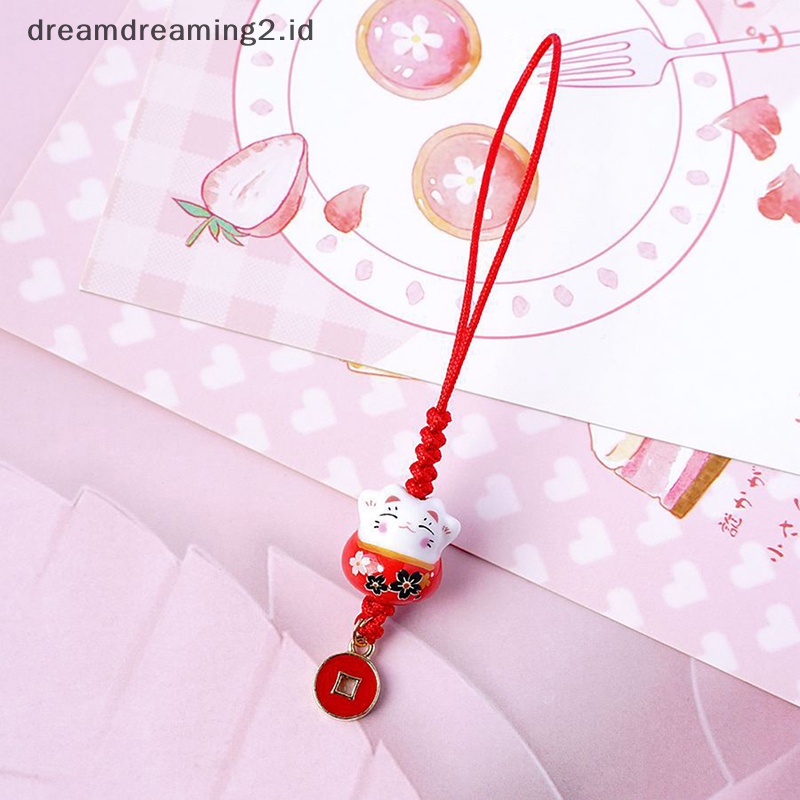 (drea) Kartun Jepang Kucing Beruntung Gantungan Kunci Pernak Pernik Telepon Ch Mobil Liontin Gantungan Kunci//