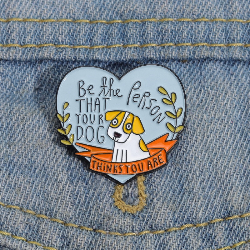 Lucu Berpikir Anda Enamel Pin Lucu Jantung Anjing Bros Lencana Kerah Pin Kartun Hewan Perhiasan Aksesoris Hadiah Untuk Teman