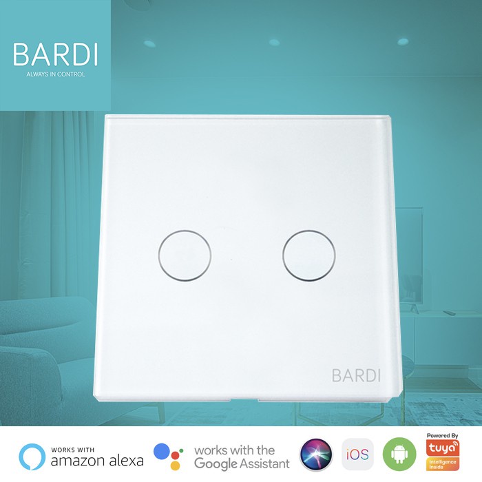 BARDI Smart Light Wallswitch Touch WiFi - EU 2 Gang White/Black Saklar Lampu Touchscreen