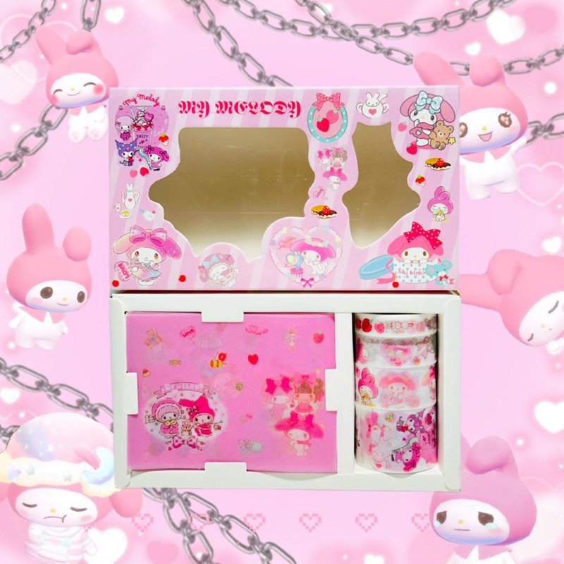 Stiker Tape Gift box Sanrio Waterproof Glitter Sanrio Washitape sticker set