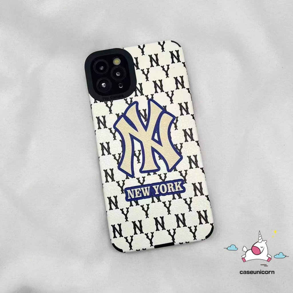 IPHONE Casing Ponsel NY Merek Trendi Kompatibel Untuk Iphone11 14 12 13 Pro MAX 7Plus 8Plus 7 8 Plus XR X XS MAX Silicon Tpu Lembut Shockproof Mewah Tekstur Kulit Phone Cover