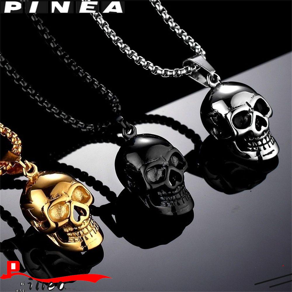 Kalung Liontin Tengkorak Nanas Pria Batu Rusak Vintage Gothic