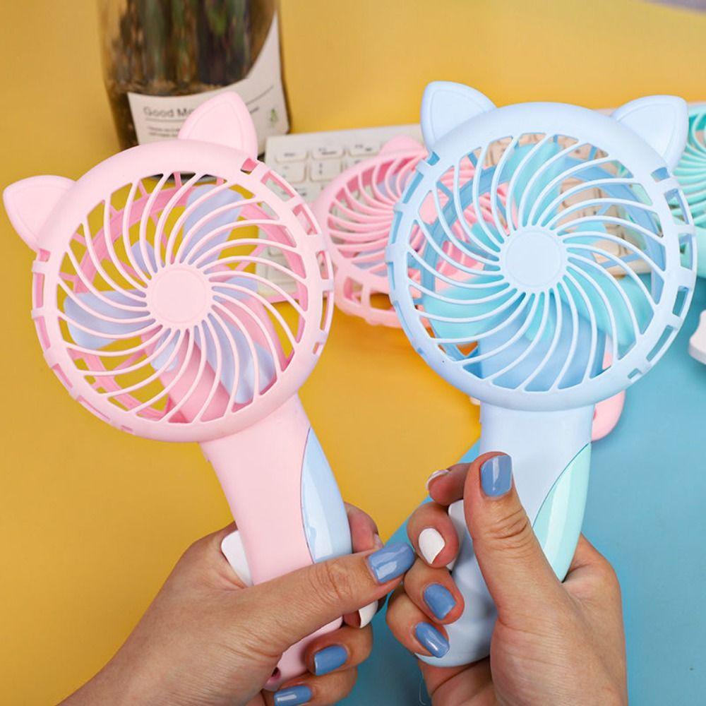 Fishstick Kipas Genggam Kreatif Multi-Fungsi Musim Panas Keren Angin Kencang Telinga Kucing Dekorasi Kantor Kipas Anak