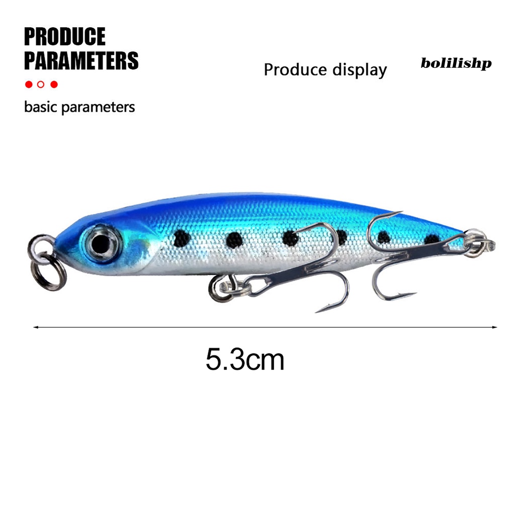 Bo-5.3cm/3g Lure Bait 2kait Treble Tajam Barb Vibrant Steel Balls Plat Lidah Panjang Tenggelam Perlahan Umpan Bionik Untuk Memancing Di Luar Ruangan