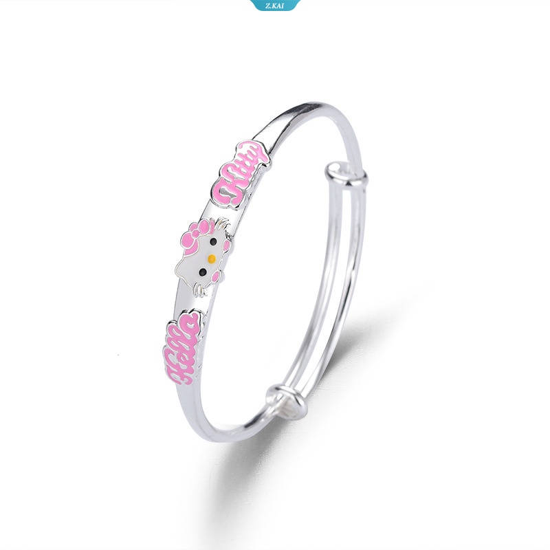 Sanrio Hello Kitty Tembaga Putih Plating Baru Gelang Kartun KT Gelang Orang Tua-Anak Fashion Weet Dan Indah Gelang Hadiah Pacar [ZK]