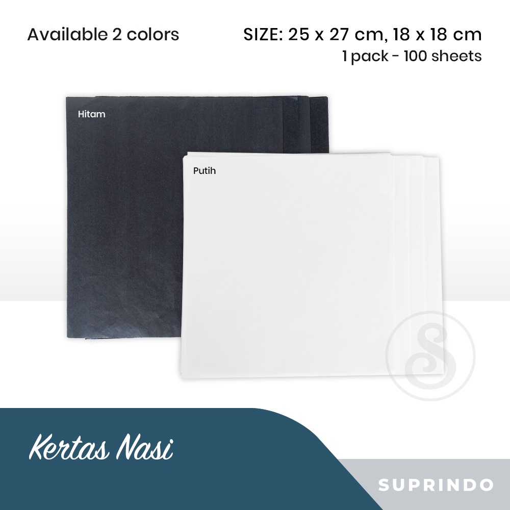 

(100 lbr) Kertas NASI uk. 25 x 27 cm, 18 x 18 cm