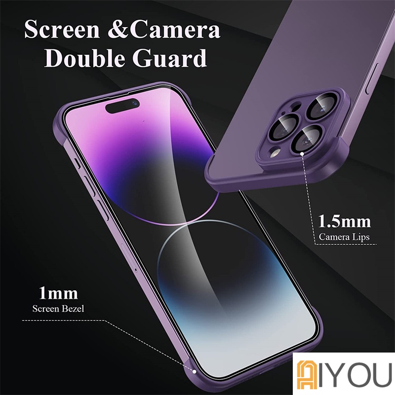 IPHONE Bumper Silikon TPU Tanpa Bingkai 2in1 Dengan Case Pelindung Layar Kaca Untuk IPhone14 13 12 11 Pro Max Plus 14Pro IPhone14 Cover