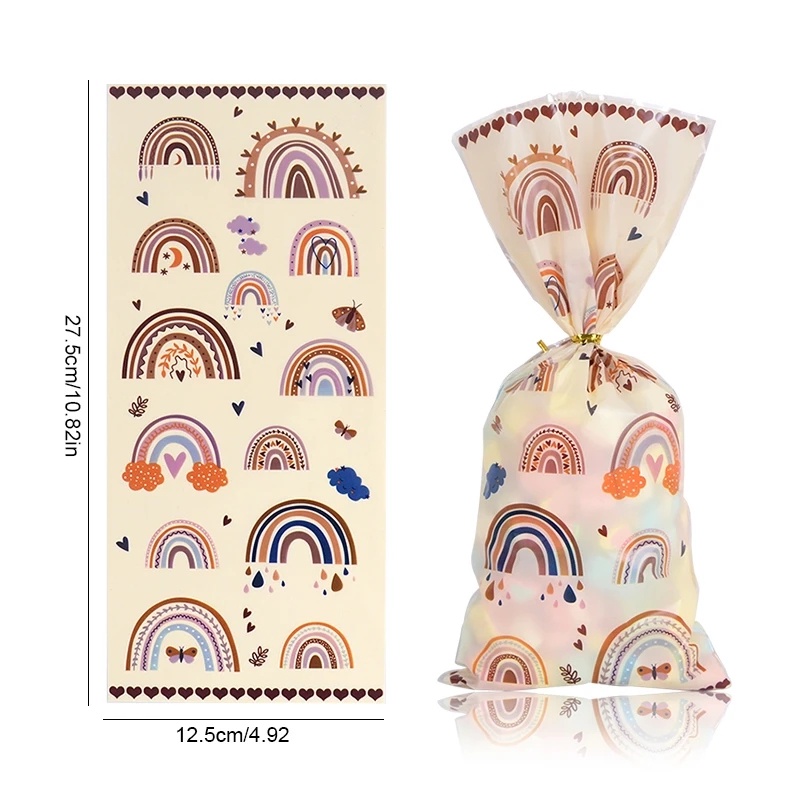 50pcs Kantong Plastik Motif Pelangi Kartun/Tas Paket Permen Cookies Kado