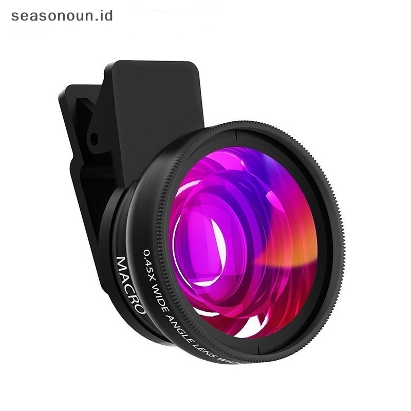 Seasonoun 2in1 Lensa 0.45X Wide Angle+Lensa Macro 12.5X Lensa Kamera Hp HD Profesional.